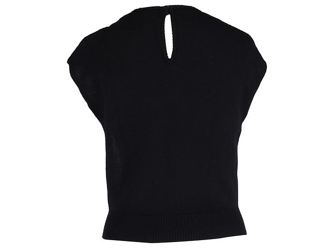 Saint Laurent Bluse mit Spitzenakzenten aus schwarz-weißer Wolle - Ansicht 2