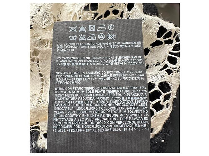 Saint Laurent Bluse mit Spitzenakzenten aus schwarz-weißer Wolle - Ansicht 7
