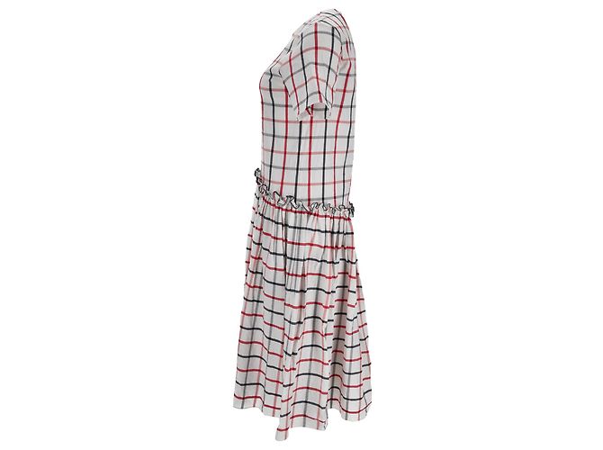 Vestido mini a cuadros Rosie Assoulin en algodón blanco - vista 2