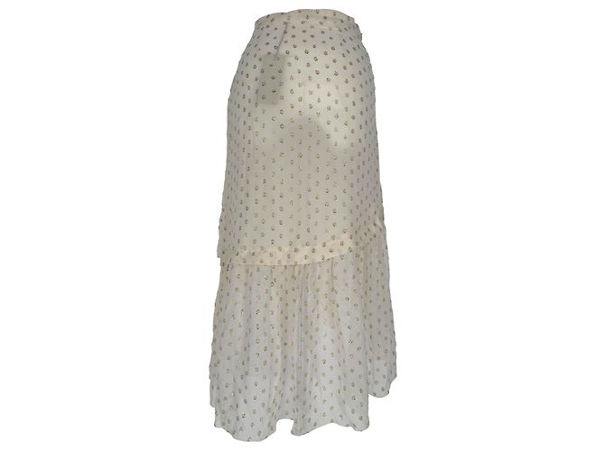 Stella Mc Cartney Falda midi de lunares Stella Mccartney en seda blanca Blanco Crudo - vista 2