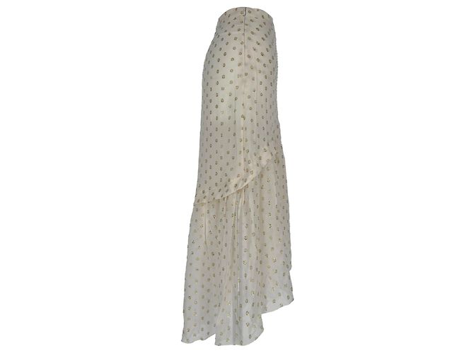 Stella Mc Cartney Falda midi de lunares Stella Mccartney en seda blanca Blanco Crudo - vista 3