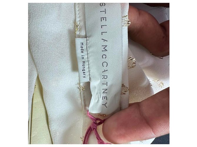 Stella Mc Cartney Falda midi de lunares Stella Mccartney en seda blanca Blanco Crudo - vista 4