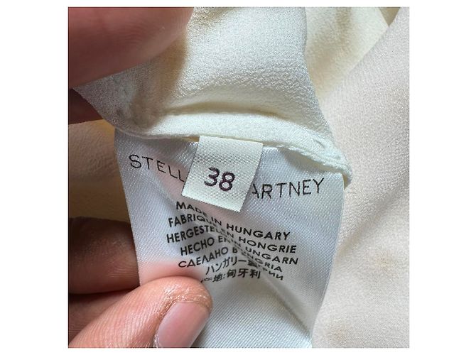 Stella Mc Cartney Falda midi de lunares Stella Mccartney en seda blanca Blanco Crudo - vista 5