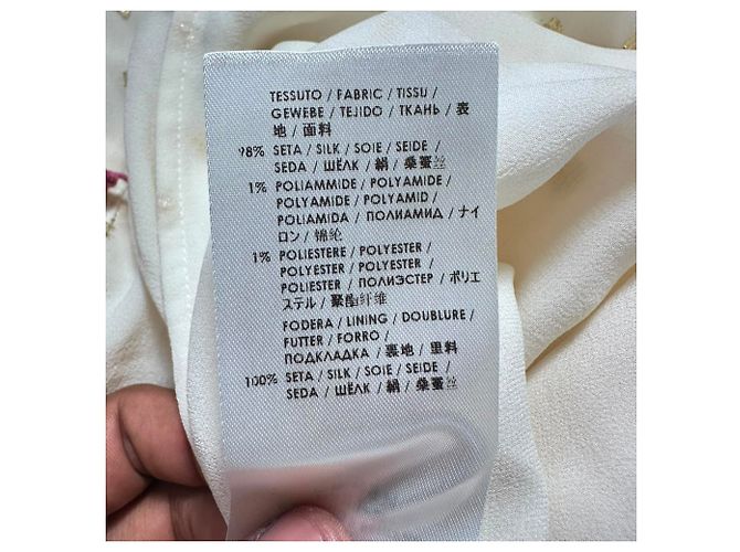Stella Mc Cartney Falda midi de lunares Stella Mccartney en seda blanca Blanco Crudo - vista 6