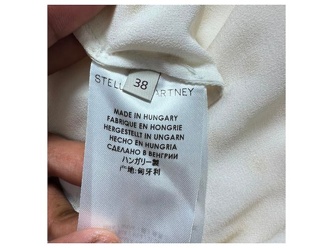 Stella Mc Cartney Falda midi de lunares Stella Mccartney en seda blanca Blanco Crudo - vista 7