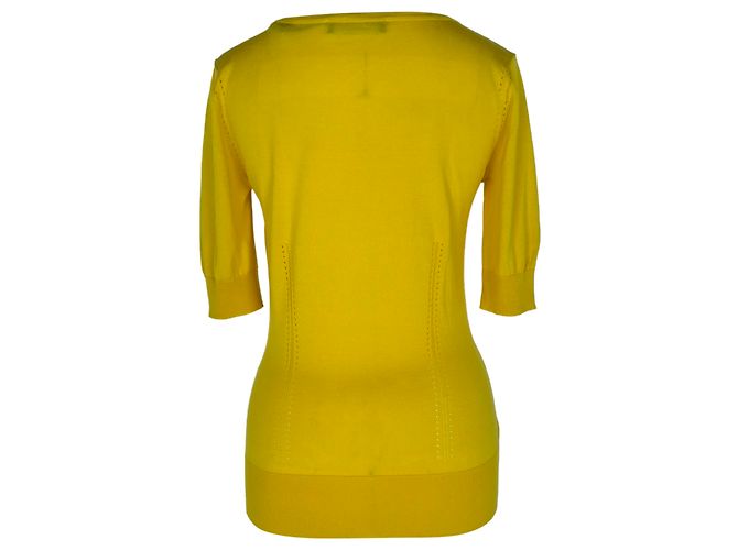 Dolce & Gabbana Stricktop mit eckigem Ausschnitt aus gelener Seide Gelb - Ansicht 3
