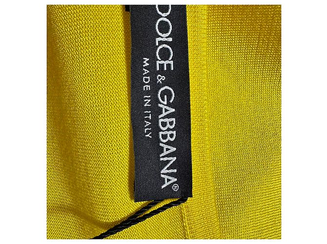 Dolce & Gabbana Stricktop mit eckigem Ausschnitt aus gelener Seide Gelb - Ansicht 4