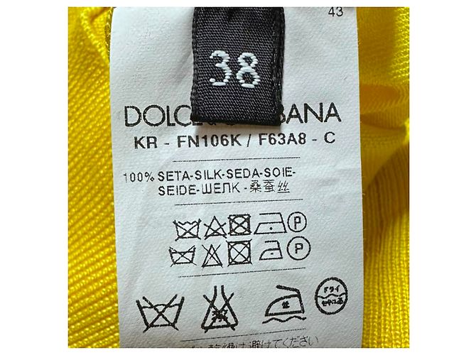 Dolce & Gabbana Stricktop mit eckigem Ausschnitt aus gelener Seide Gelb - Ansicht 5