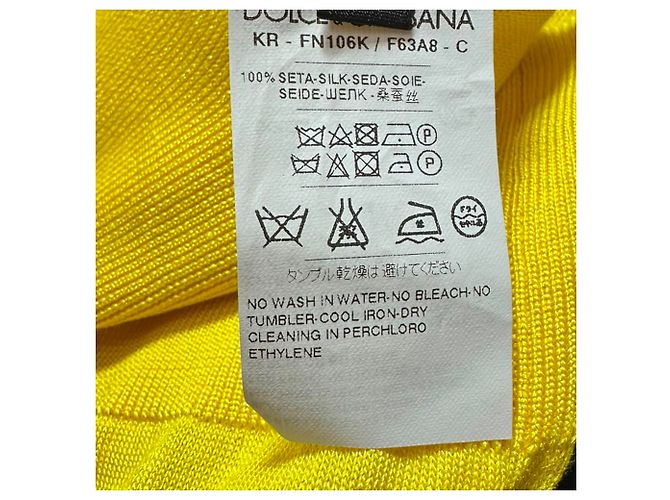 Dolce & Gabbana Stricktop mit eckigem Ausschnitt aus gelener Seide Gelb - Ansicht 6