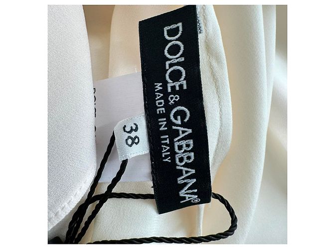 Dolce & Gabbana Langarmbluse aus weißer Seide mit Spitzendetails - Ansicht 4