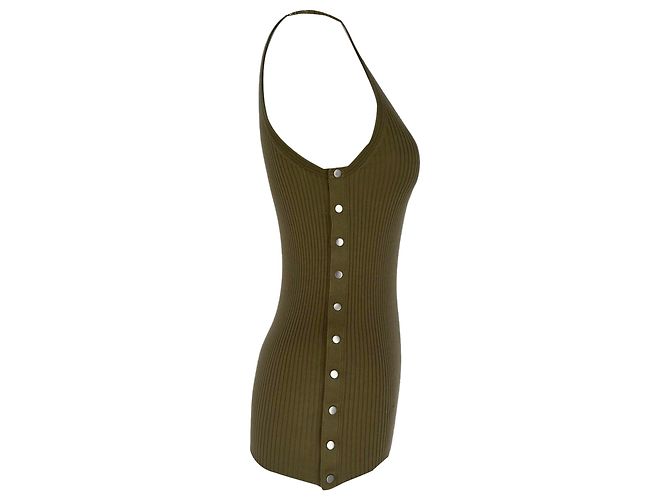 Regata de malha canelada Alexander Wang em algodão Olive Verde Verde oliva - vista 2