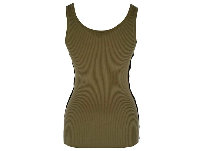 Regata de malha canelada Alexander Wang em algodão Olive Verde Verde oliva - vista 3