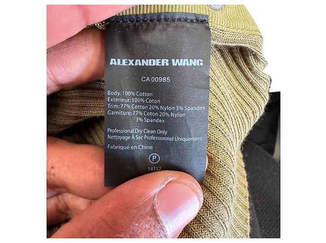 Regata de malha canelada Alexander Wang em algodão Olive Verde Verde oliva - vista 5