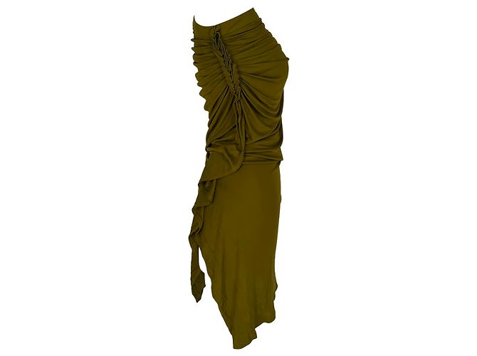 Givenchy drapierte One-Shoulder-Bluse aus olivfarbener Viskose Grün Olivgrün - Ansicht 3