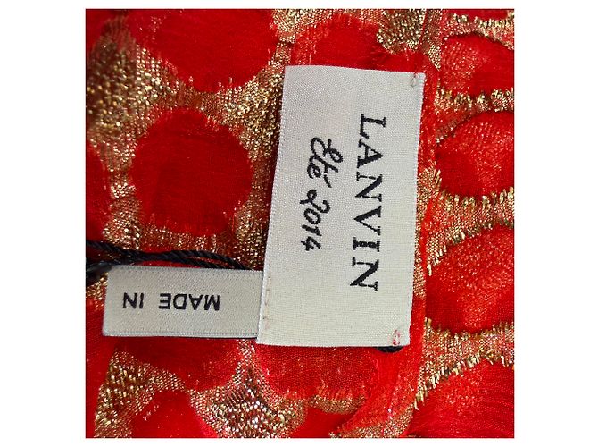 Lanvin Bluse mit metallischen Polka Dots aus rotem Chiffon - Ansicht 4