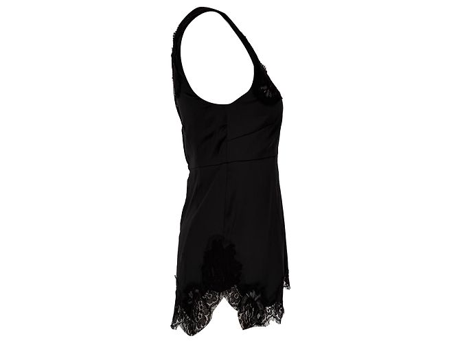 Top sin mangas de seda negra con ribete de encaje Dolce & Gabbana Negro - vista 2