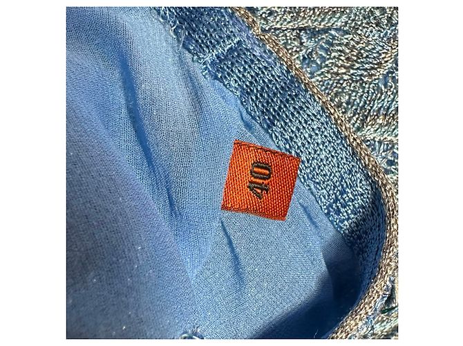 Top Missoni Chevron con cristalli Tan in rayon blu - vista 4