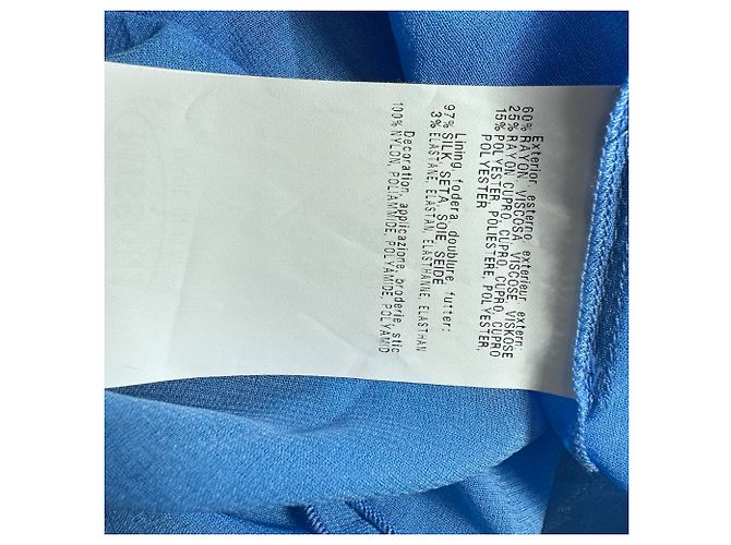 Top Missoni Chevron con cristalli Tan in rayon blu - vista 8