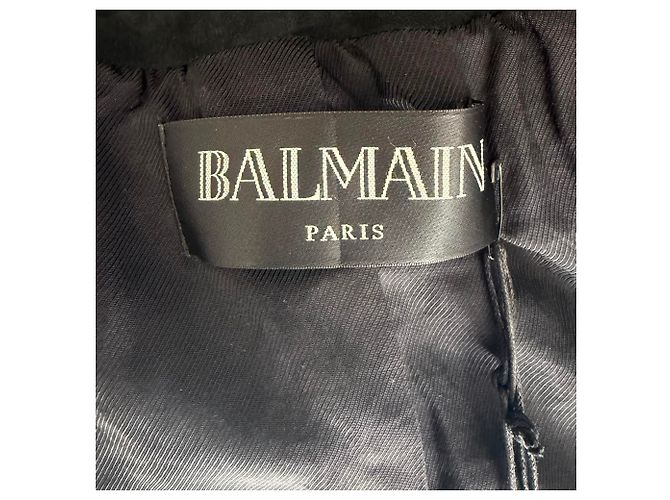 Balmain Open Front Blazer in Black Suede - view 7