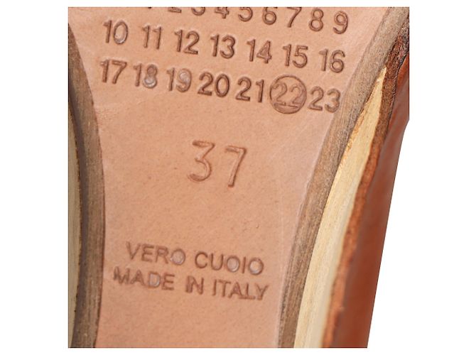 Maison Martin Margiela Maison Margiela Open-Toe Piped Wedge in Tan Leather Marrone Beige - vista 12