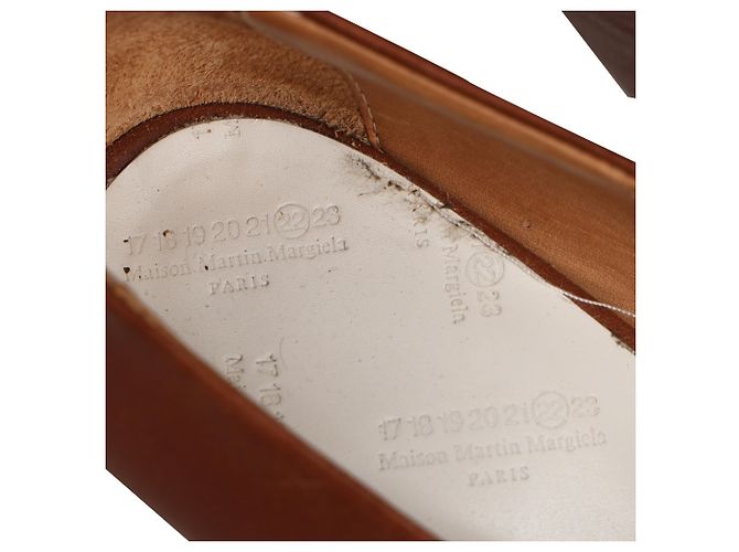 Maison Martin Margiela Maison Margiela Open-Toe Piped Wedge in Tan Leather Marrone Beige - vista 8