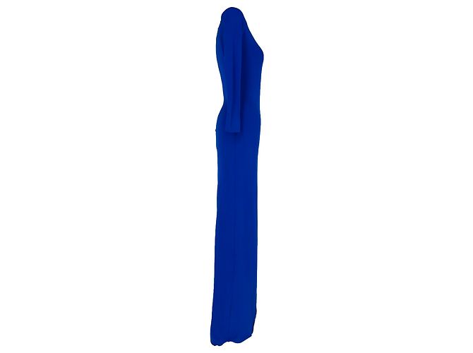 Vestido maxi Balmain com efeito drapeado e cristais em viscose azul - vista 2