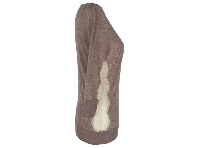 Dolce & Gabbana Pullover aus beiger Baumwolle mit Spitzenbesatz - Ansicht 2