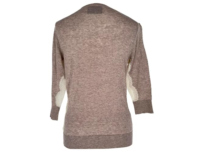 Dolce & Gabbana Pullover aus beiger Baumwolle mit Spitzenbesatz - Ansicht 3