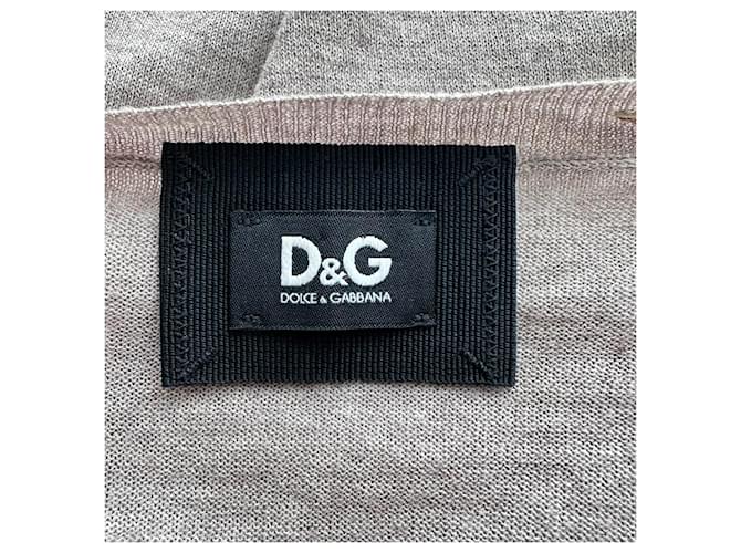 Dolce & Gabbana Pullover aus beiger Baumwolle mit Spitzenbesatz - Ansicht 4