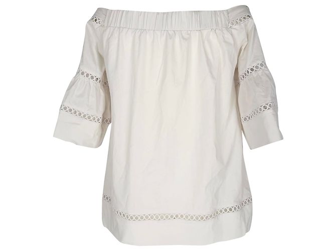 Top con hombros descubiertos bordado Michael Michael Kors en algodón blanco - vista 3