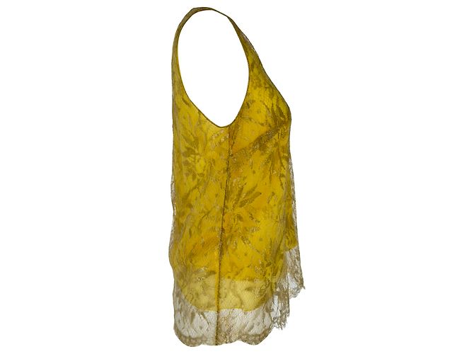 Top sin mangas de encaje Dolce & Gabbana en Lurex amarillo - vue 2