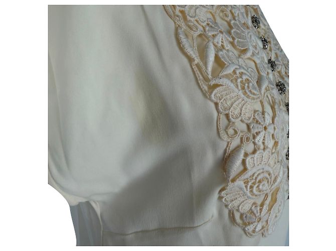 Dolce & Gabbana kurzärmelige Bluse aus weißer Seide mit Spitzendetails - Ansicht 5