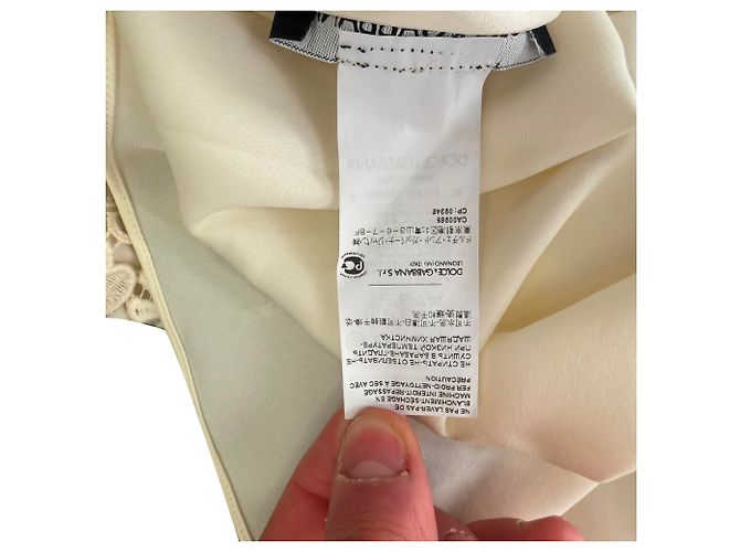 Dolce & Gabbana kurzärmelige Bluse aus weißer Seide mit Spitzendetails - Ansicht 7