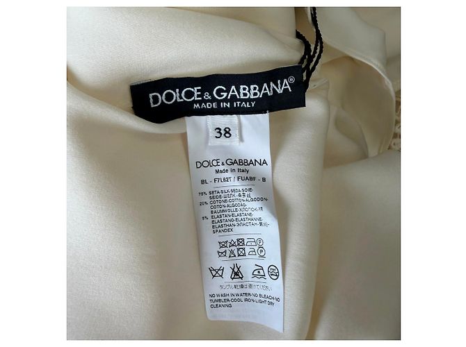 Dolce & Gabbana kurzärmelige Bluse aus weißer Seide mit Spitzendetails - Ansicht 8