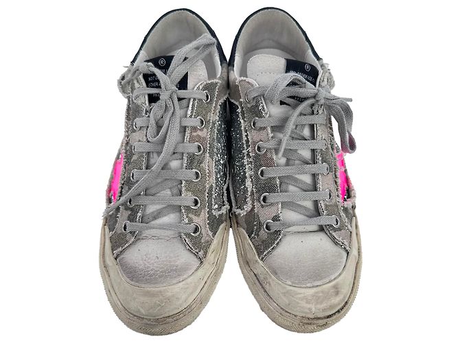 Sneakers Golden Goose Super-Star Glittered in cotone multicolore - vista 3