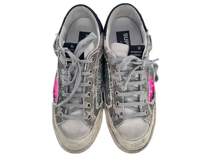 Sneakers Golden Goose Super-Star Glittered in cotone multicolore - vista 4