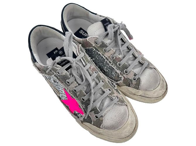 Sneakers Golden Goose Super-Star Glittered in cotone multicolore - vista 5