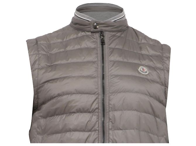Moncler Steppweste mit Reißverschluss aus grauem Polyamid Python drucken - Ansicht 2