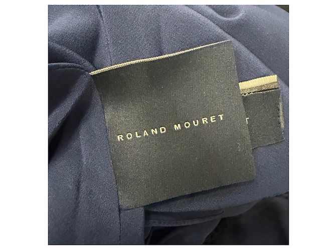 Vestido maxi de encaje Eyelet Roland Mouret en algodón azul marino - vista 10