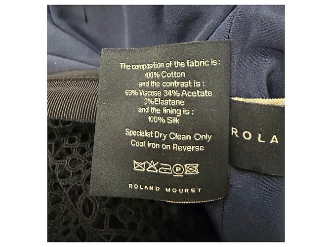 Vestido maxi de encaje Eyelet Roland Mouret en algodón azul marino - vista 11