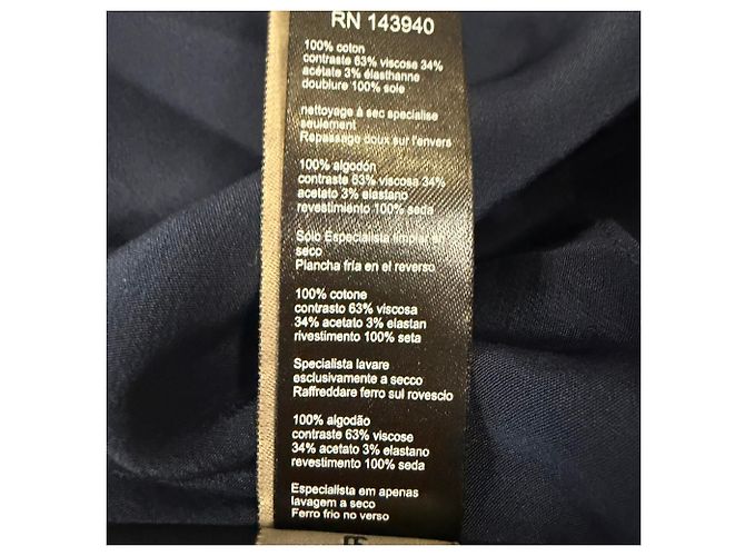 Vestido maxi de encaje Eyelet Roland Mouret en algodón azul marino - vista 12