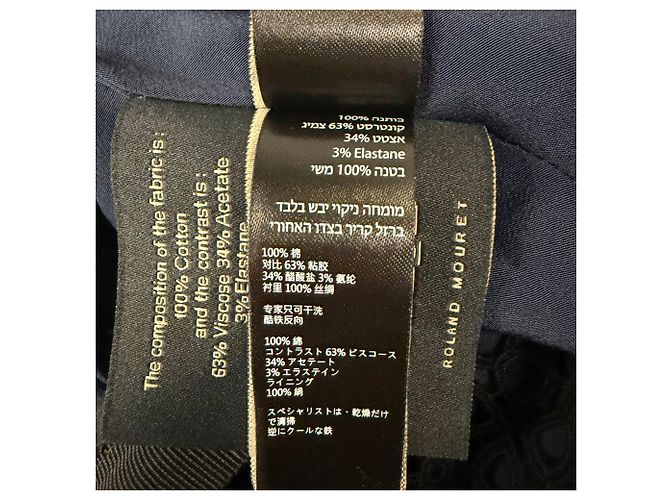 Vestido maxi de encaje Eyelet Roland Mouret en algodón azul marino - vista 13
