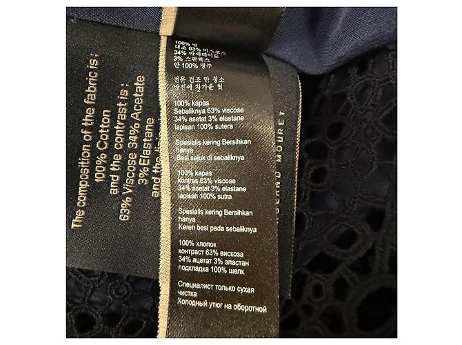 Vestido maxi de encaje Eyelet Roland Mouret en algodón azul marino - vista 14