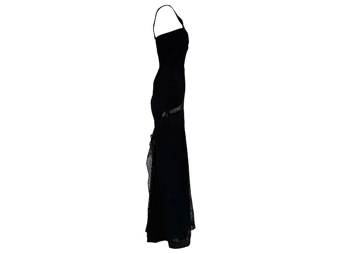 Vestido maxi de encaje Eyelet Roland Mouret en algodón azul marino - vista 2