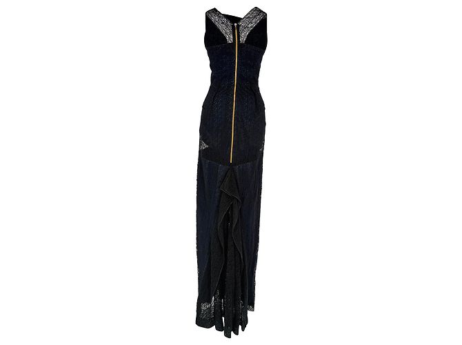 Vestido maxi de encaje Eyelet Roland Mouret en algodón azul marino - vista 3