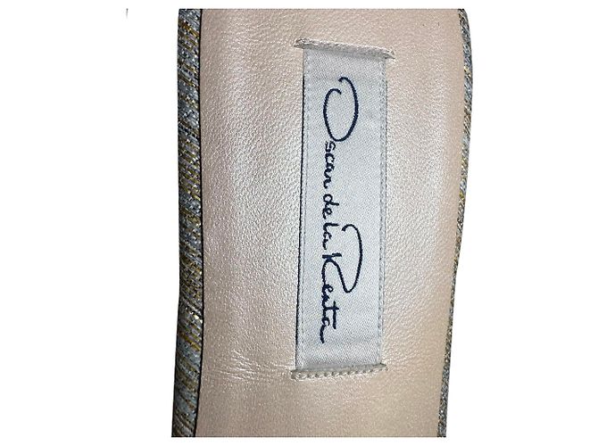 Mules Oscar De La Renta in poliestere argento a righe metalliche intrecciate Multicolore - vista 11