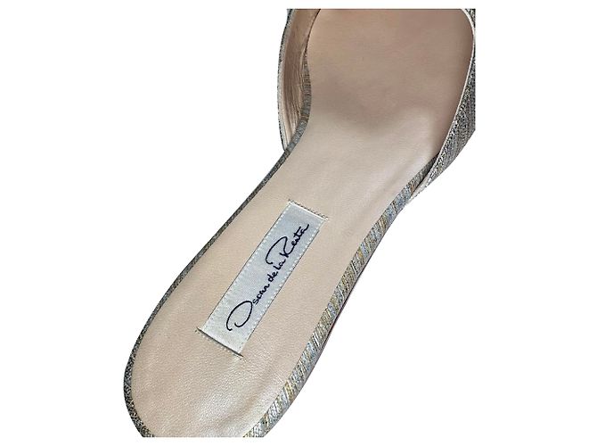 Mules Oscar De La Renta in poliestere argento a righe metalliche intrecciate Multicolore - vista 12