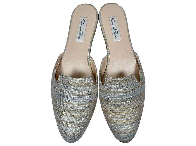 Mules Oscar De La Renta in poliestere argento a righe metalliche intrecciate Multicolore - vista 4