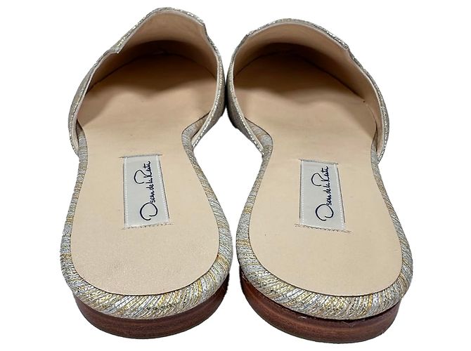 Mules Oscar De La Renta in poliestere argento a righe metalliche intrecciate Multicolore - vista 6