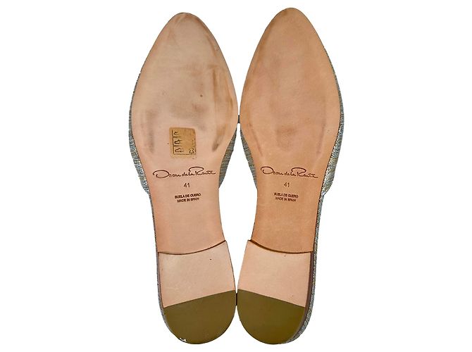 Mules Oscar De La Renta in poliestere argento a righe metalliche intrecciate Multicolore - vista 8